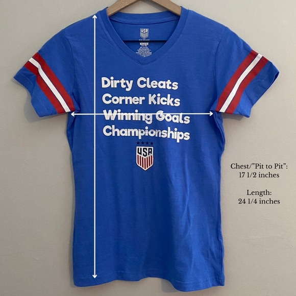 NWOT USA Soccer Girl's World Cup USWNT Dirty Cleats Champions Tee SIZE L (14/16) - Picture 7 of 7